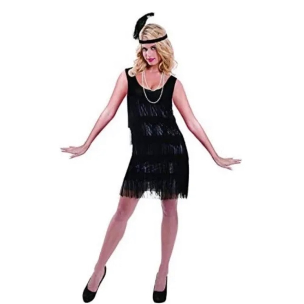 Adult Roaring 20's Flapper Coat Great Gatsby Costume Halloween Fancy Dress 2-4 S